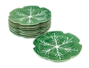 Set Of Ten Portuguese Bordallo Pinheiro Hand-painted Cabbage Form Chargers