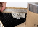 St. John Long Button Up From Black Sequinned Cardigan, Size 12