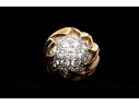 Van Cleef & Arpels 18k Yellow Gold Stunning Vintage Pave Diamond Foliate Ring, Size 3.75