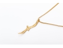 14k Yellow Gold Handsome Diamond Cut Seagull Pendant, With Chain