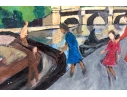 Georges Joubin (French, 1888-1983) Oil On Canvas, Ladies Boarding A Canal Boat