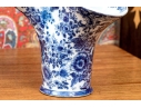 Decorative Chinese Pair Of Blue And White Basket Form Vases