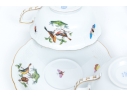 Set Of Ten Herend Hungary Hand-Painted Porcelain Tea Cups And Saucers, Rothschild Bird (RO) Pattern
