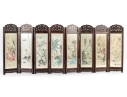 Vintage Chinese Folding Table Screen With Hand-Painted Scenes