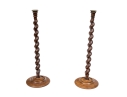 Pair Of Antique Oak Barley Twist Candlesticks