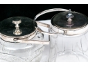 Two Antique Cut Glass And Silverplate Biscuit Jars