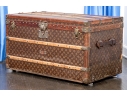 Antique Louis Vuitton Canvas Covered Brass Mounted Steamer Trunk