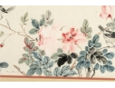 Framed Asian Watercolor Painting Of Birds And Blossoms