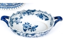 Two Decorative Blue And White Porcelain Twin Handled Serving Bowls