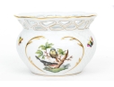 Herend Hungary Hand-Painted Porcelain Cachepot, Rothschild Bird (RO) Pattern