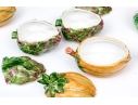 Fourteen Italian Hand-painted Naturalistic Vegetable Form Lidded Bowls Including Vietri