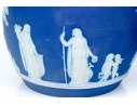 Compatible Pair Of Jasperware Biscuit Jars, Including One Wedgewood