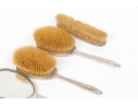 Four Piece English Sterling And Guilloche Enameled Vanity Set