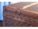 Antique Louis Vuitton Canvas Covered Brass Mounted Steamer Trunk