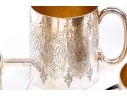 Five Piece Collection Of Silver Plated Cups, With A Saucer