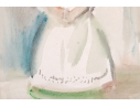 Signed Watercolor Painting, Girl In A Dress