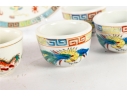 Chinese Porcelain Dragon And Phoenix Plate With Eight Tea Cups