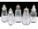 Collection Of Five Crystal And Silverplate Shakers