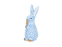 Herend Hungary Hand-Painted Porcelain Rabbit, Blue Fishnet Pattern