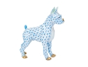 First Edition Herend Hungary Hand-Painted Porcelain Boxer Dog Figure, Blue Fishnet Pattern