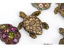 Group Of Three Jay Strongwater Tiny Turtle Form Boxes Set With Stones 
