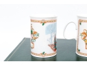 Gucci Vintage Set Of Six Bone China Christmas Themed Mugs, Boxed