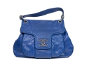 Chanel Striking Blue Purple Glazed Caviar Leather Coco Rider Flap Hobo