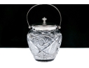 Fine 19th C. Silver Plate Mounted Cut Glass Biscuit Jar With Lid