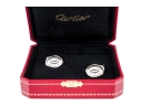 Cartier Sterling Silver Promotional Wax Seal Logo Motif Cufflinks, With Box 