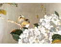 Japanese Foil Print Of Birds And Blossoms