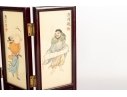 Chinese Hand-Painted Framed Silk Paintings Folding Table Screen