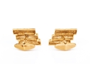 14k Yellow Gold Vintage Brutalist Motif Lozenge Shaped Lever Back Cufflinks