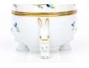 Herend Hungary Hand-Painted Porcelain Egg Box With Rabbit Form Feet, Blue Garland Pattern (PBG)