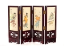 Chinese Hand-Painted Framed Silk Paintings Folding Table Screen
