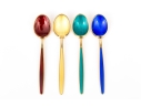 Set Of Four David- Andersen Norway Enameled Sterling Silver Vermeil Demitasse Spoons  1.290 Gross TO