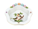 Herend Hungary Hand-Painted Porcelain Open Basket, Rothschild Bird (RO) Pattern