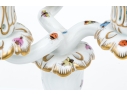Pair Of Herend Hand-Painted Porcelain Convertible 3-Light Candelabra, Rothschild Bird (RO) Pattern