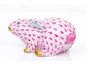 Herend Hungary Porcelain Bunny Figure, Raspberry Fishnet Pattern