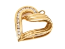 10k Yellow Gold Retro Channel Diamond Set Ribbed Open Heart Pendant, App. 0.07 TCW