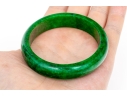 Green Jadeite Jade Small Diameter Slip On Bangle Bracelet, See Conditions