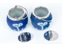 Compatible Pair Of Jasperware Biscuit Jars, Including One Wedgewood