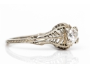 18k White Gold Vintage Filigree And Diamond Ring, App. 0.28 CTS, Size 6.5