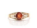 14k Yellow Gold Garnet And Diamond Ring, App. 0.04 TCW In Diamonds, Size 6