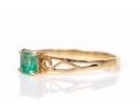 18k Yellow Gold Filigree Decorated Square Emerald Solitaire Ring, App. 0.27 CTS, Size 7
