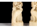 Antique Chinese Carved Nephrite Peacock Candle Holders