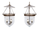 Pair Of Vintage Glass Bell Jar Form Fixtures