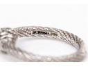 18k White Gold Lovely Cable And Pave Diamond Ball Ring, App. 0.18 TCW, Size 6