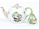 Herend Hungary Hand-Painted Porcelain Teapot, Rothschild Bird (RO) Pattern