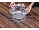 Fabulous Oversized Floral Form Glass Punchbowl With Undertray
