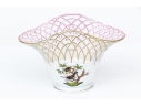 Rare Herend Hungary Hand-Painted Porcelain Openwork Basket Vase, Rothschild Bird (RO) Pattern